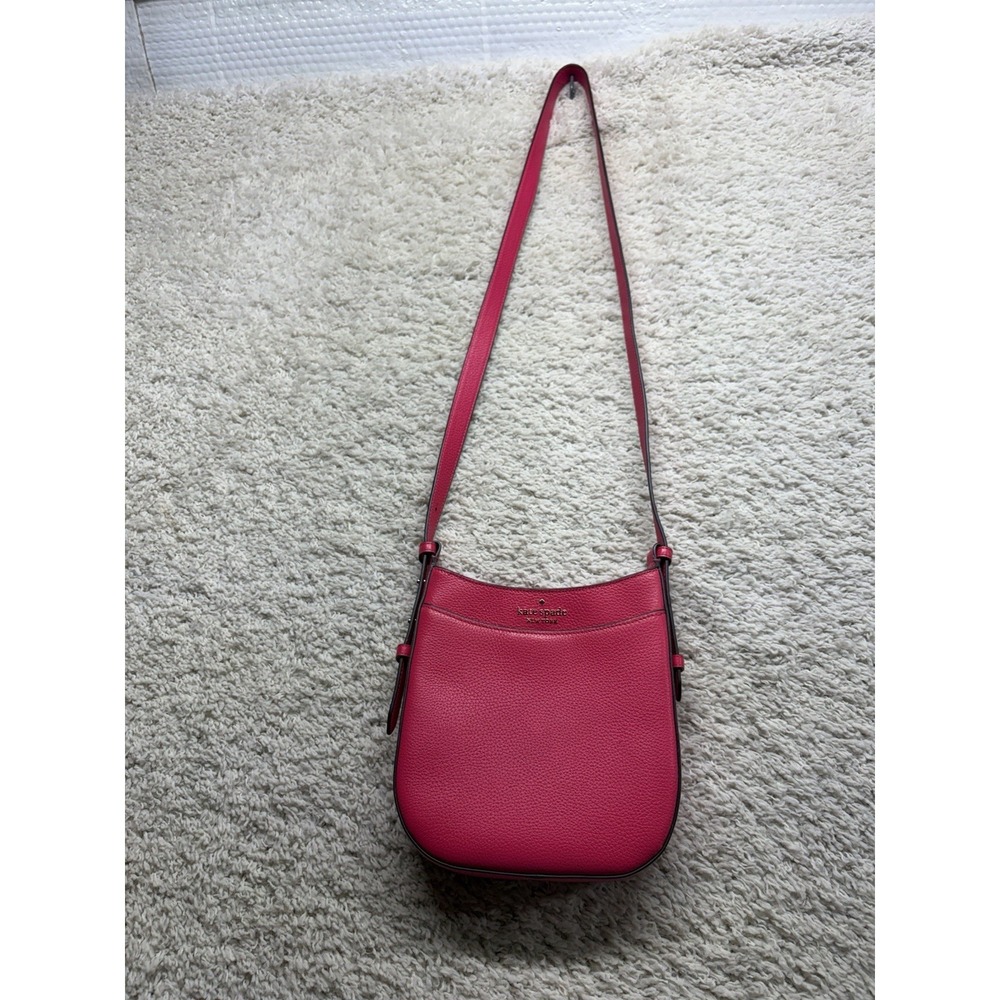 Kate Spade Leila North South Top Zip Crossbody Bikini Hot Pink Pebbled Leather